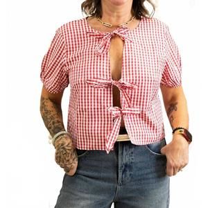 NEW URBAN DAIZY countryside short sleeve top in red